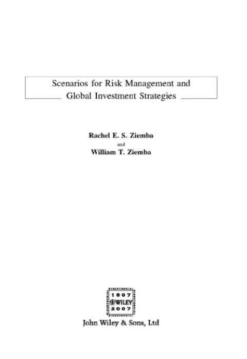 Cover image for book Scenarios for Risk Management and Global Investment Strategies