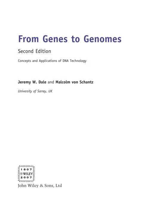From Genes to Genomes: Concepts and Applications of DNA Technology