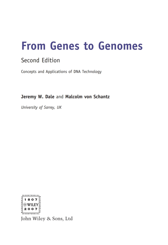 From Genes to Genomes: Concepts and Applications of DNA Technology