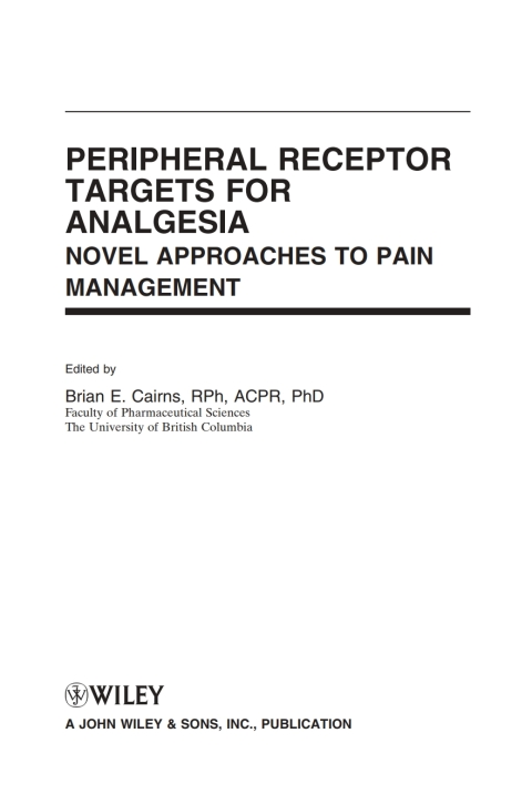 Cover image for book Peripheral Receptor Targets for Analgesia