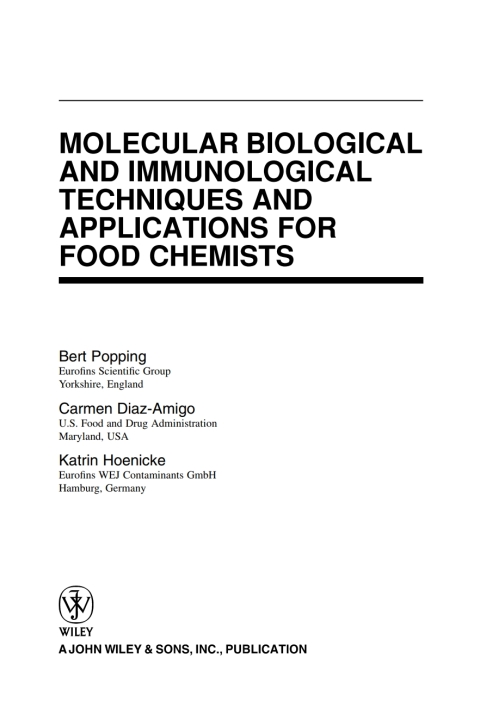 Cover image for book Molecular Biological and Immunological Techniques and Applications for Food Chemists