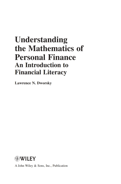 Cover image for book Understanding the Mathematics of Personal Finance