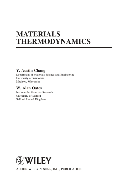 Cover image for book Materials Thermodynamics
