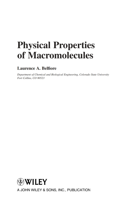 Cover image for book Physical Properties of Macromolecules