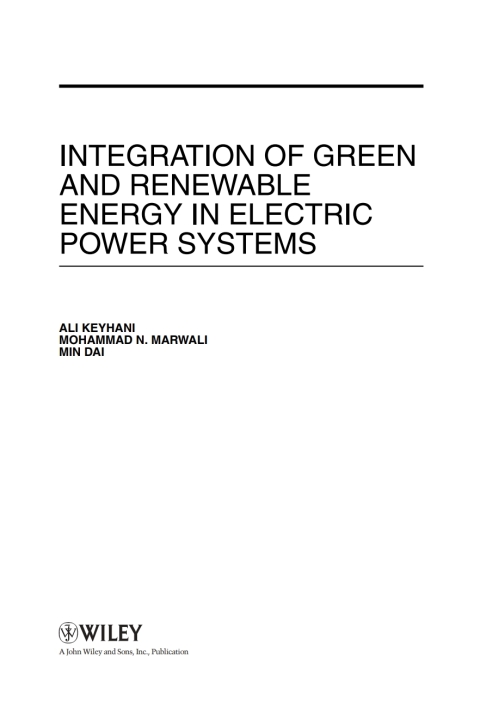 Cover image for book Integration of Green and Renewable Energy in Electric Power Systems