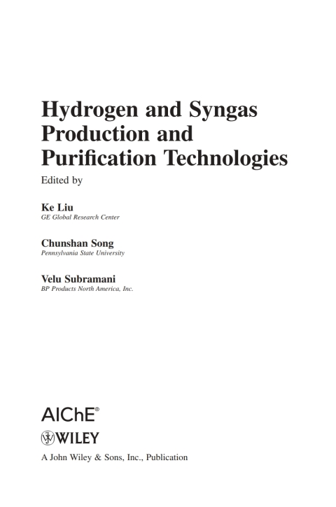 Cover image for book Hydrogen and Syngas Production and Purification Technologies