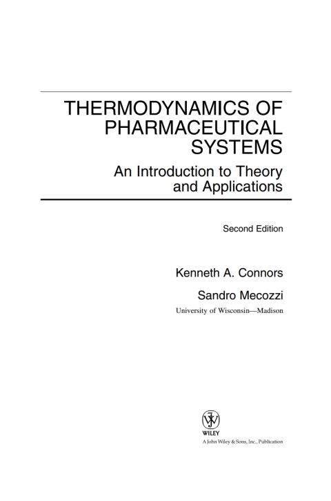 Cover image for book Thermodynamics of Pharmaceutical Systems