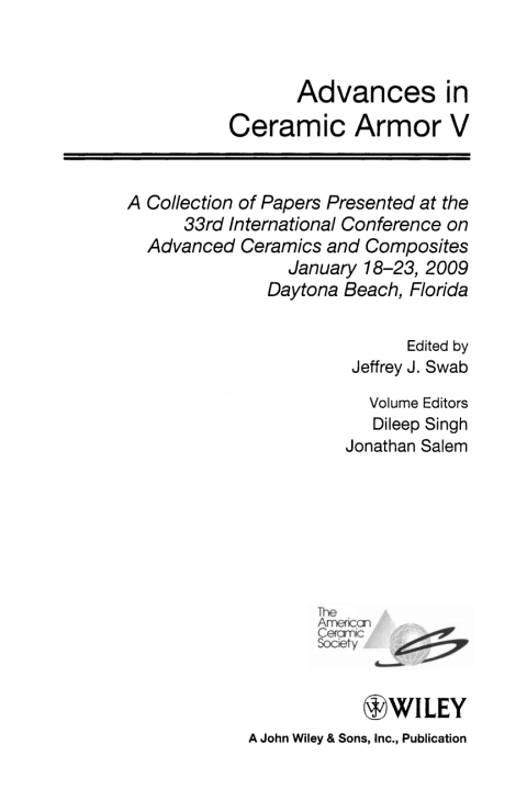 Advances in Ceramic Armor V 