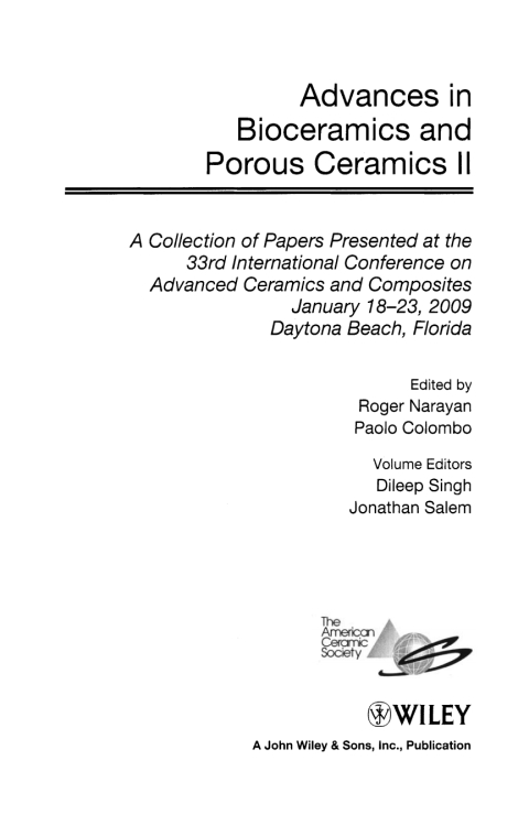 Advances in Bioceramics and Porous Ceramics II 