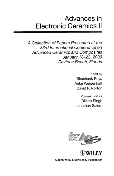 Cover image for book Advances in Electronic Ceramics II