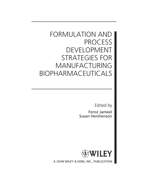 Cover image for book Formulation and Process Development Strategies for Manufacturing Biopharmaceuticals