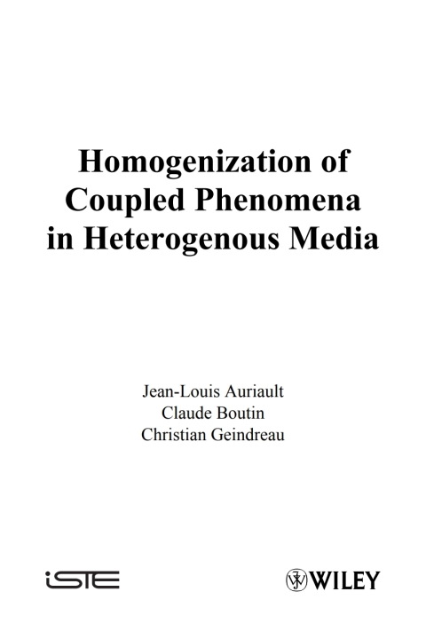 Cover image for book Homogenization of Coupled Phenomena in Heterogenous Media