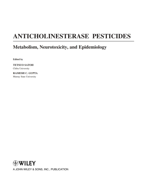 Cover image for book Anticholinesterase Pesticides: Metabolism, Neurotoxicity, and Epidemiology