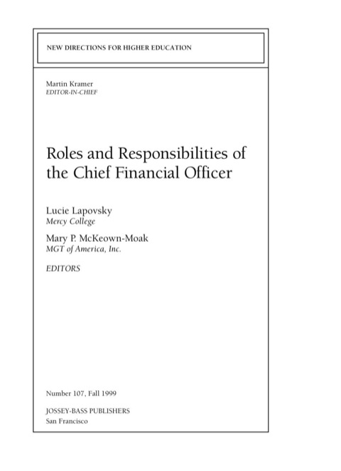 Cover image for book Roles and Responsibilities of the Chief Financial Officer: New Directions for Higher Education, No. 107