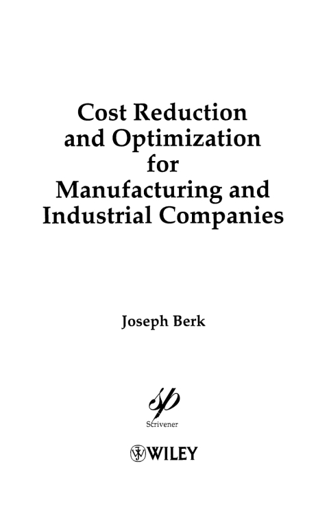 Cover image for book Cost Reduction and Optimization for Manufacturing and Industrial Companies