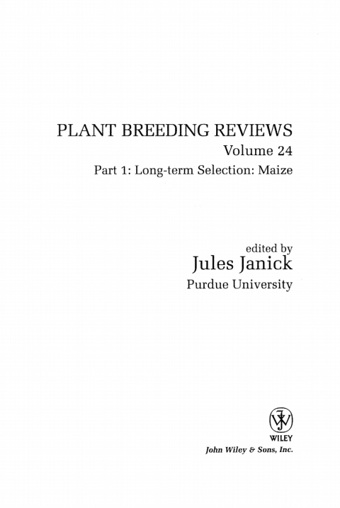 Cover image for book Plant Breeding Reviews, Part 1