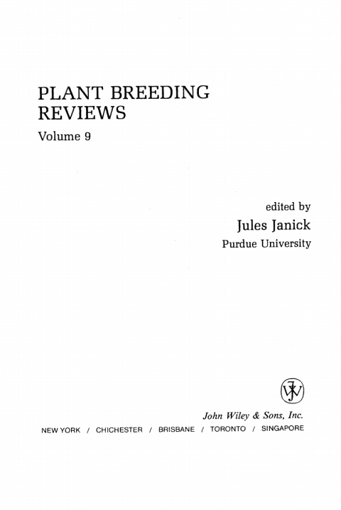 Cover image for book Plant Breeding Reviews