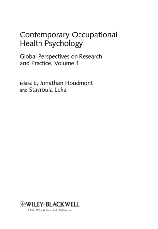 Contemporary Occupational Health Psychology