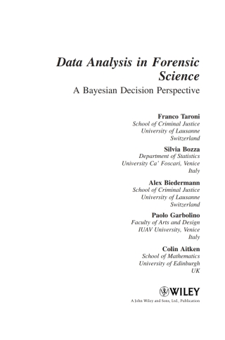 Data Analysis in Forensic Science: A Bayesian Decision Perspective