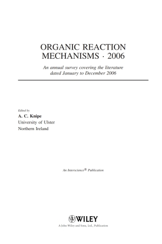 Organic Reaction Mechanisms 2006