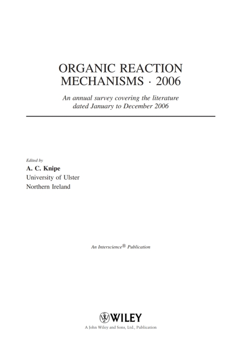 Cover image for book Organic Reaction Mechanisms 2006