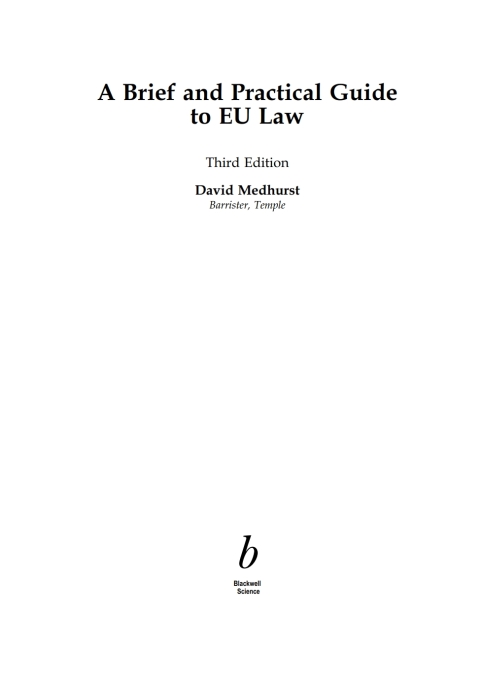 Cover image for book A Brief and Practical Guide to EU Law