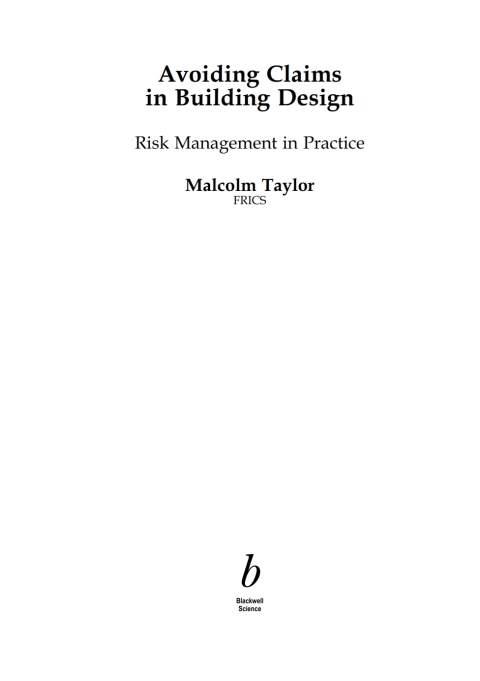 Cover image for book Avoiding Claims in Building Design
