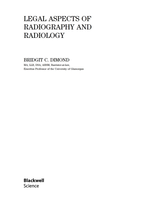 Cover image for book Legal Aspects of Radiography and Radiology