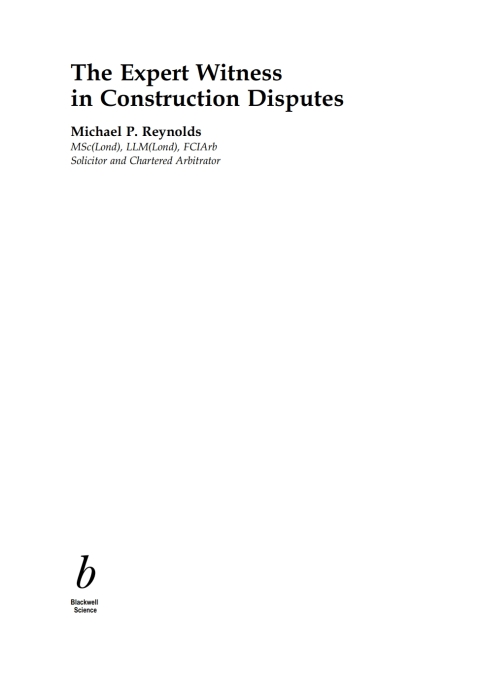 Cover image for book The Expert Witness in Construction Disputes