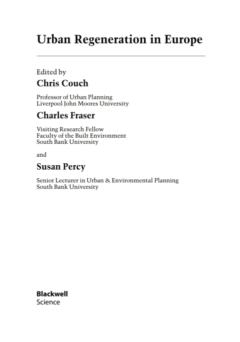 Cover image for book Urban Regeneration in Europe