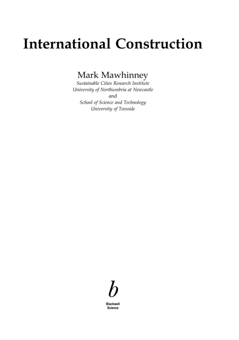 Cover image for book International Construction