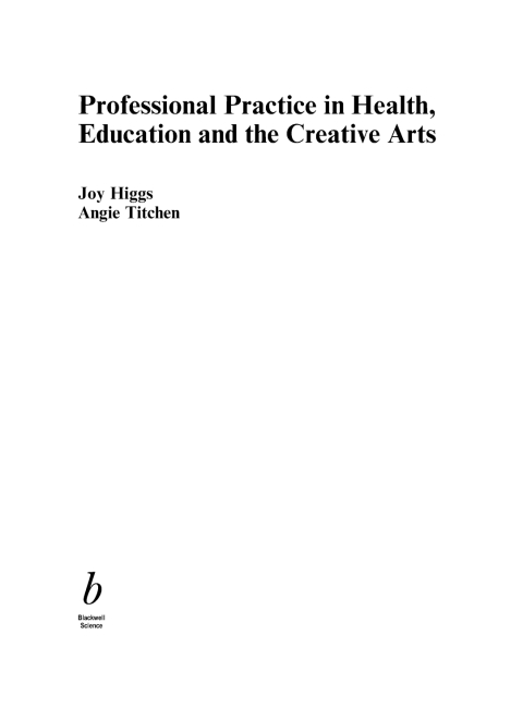 Cover image for book Professional Practice in Health, Education and the Creative Arts