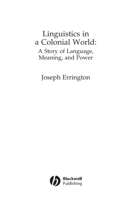 Cover image for book Linguistics in a Colonial World