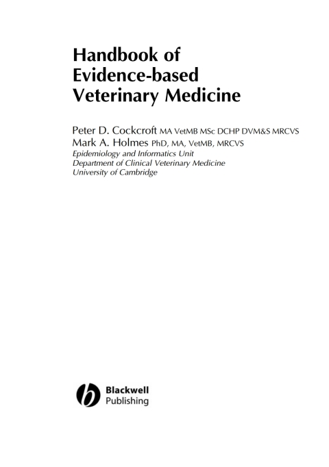 Cover image for book Handbook of Evidence-Based Veterinary Medicine