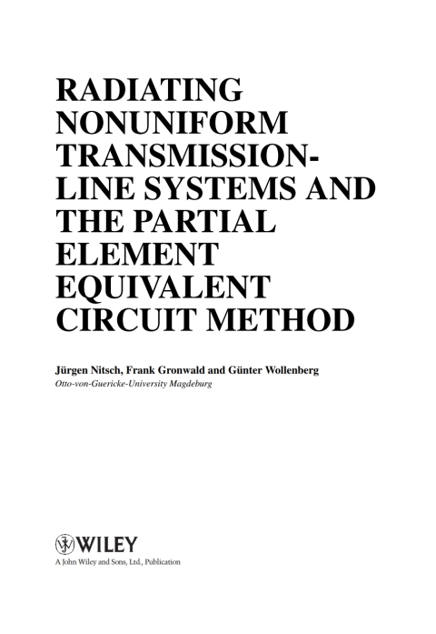 Cover image for book Radiating Nonuniform Transmission-Line Systems and the Partial Element Equivalent Circuit Method