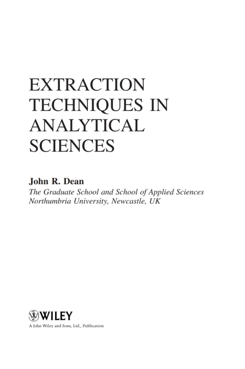 Extraction Techniques in Analytical Sciences 