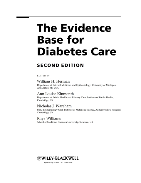 Cover image for book The Evidence Base for Diabetes Care: "Omic" Data Analysis for Personalized Medicine