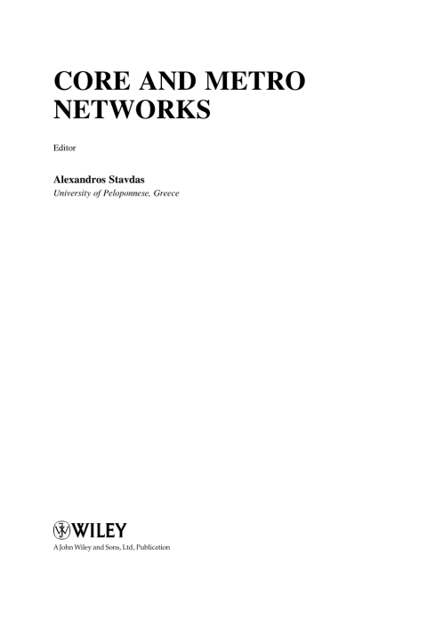 Cover image for book Core and Metro Networks