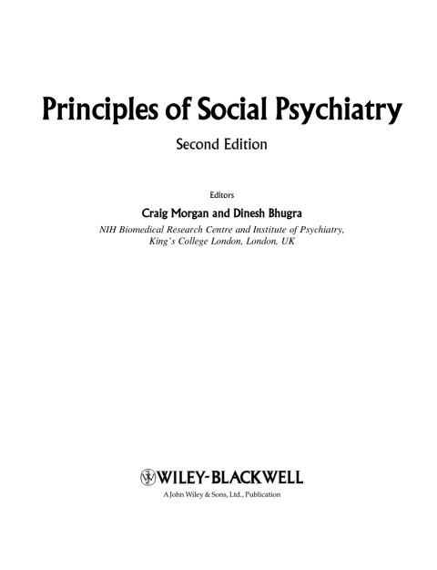 Cover image for book Principles of Social Psychiatry