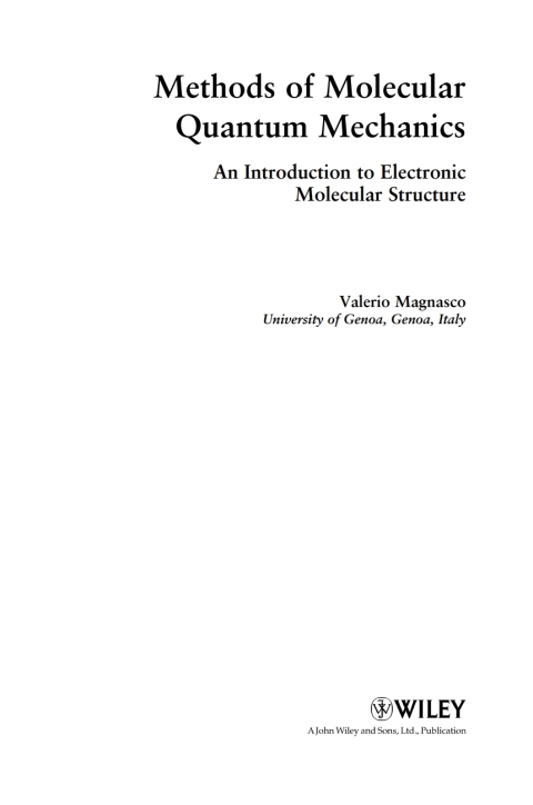 Cover image for book Methods of Molecular Quantum Mechanics