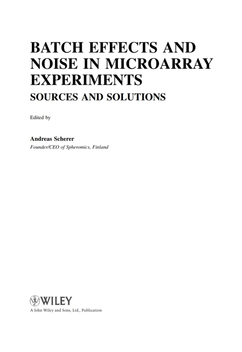 Cover image for book Batch Effects and Noise in Microarray Experiments