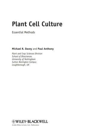 Plant Cell Culture
