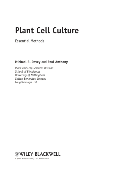 Cover image for book Plant Cell Culture