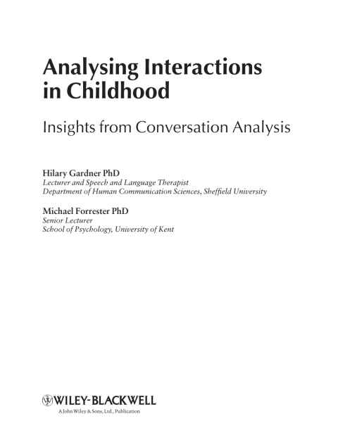 Cover image for book Analysing Interactions in Childhood