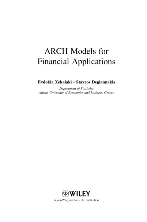 Cover image for book ARCH Models for Financial Applications