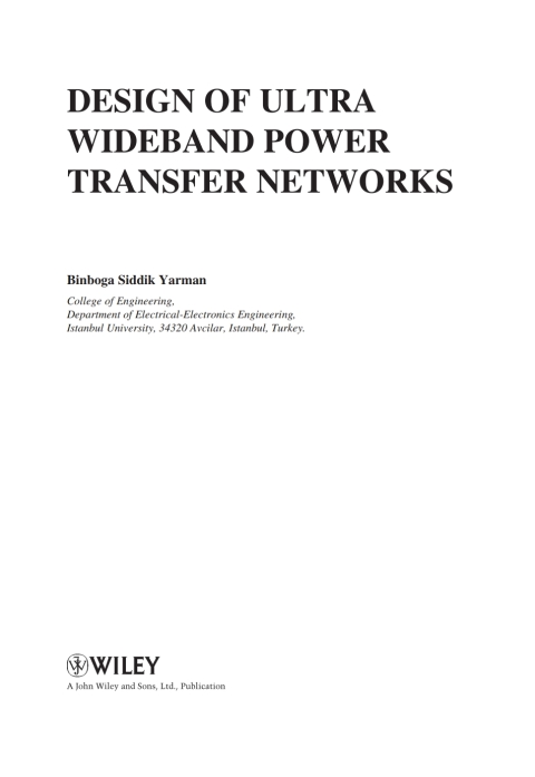 Cover image for book Design of Ultra Wideband Power Transfer Networks