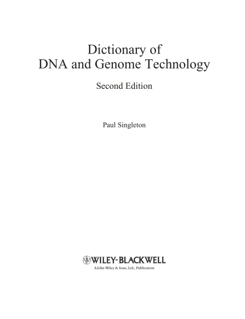 Cover image for book Dictionary of DNA and Genome Technology