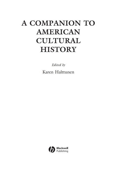 Cover image for book A Companion to American Cultural History