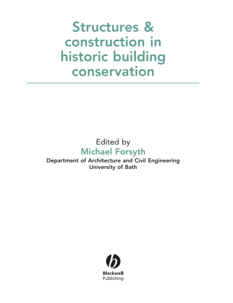 Cover image for book Structures and Construction in Historic Building Conservation