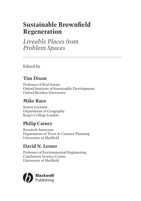 Cover image for book Sustainable Brownfield Regeneration